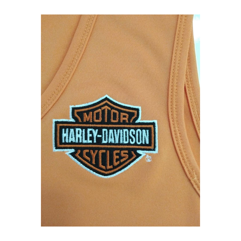 1751 Harley Davidson Women's Sleeveless V Neck Athletic Shirt Orange M