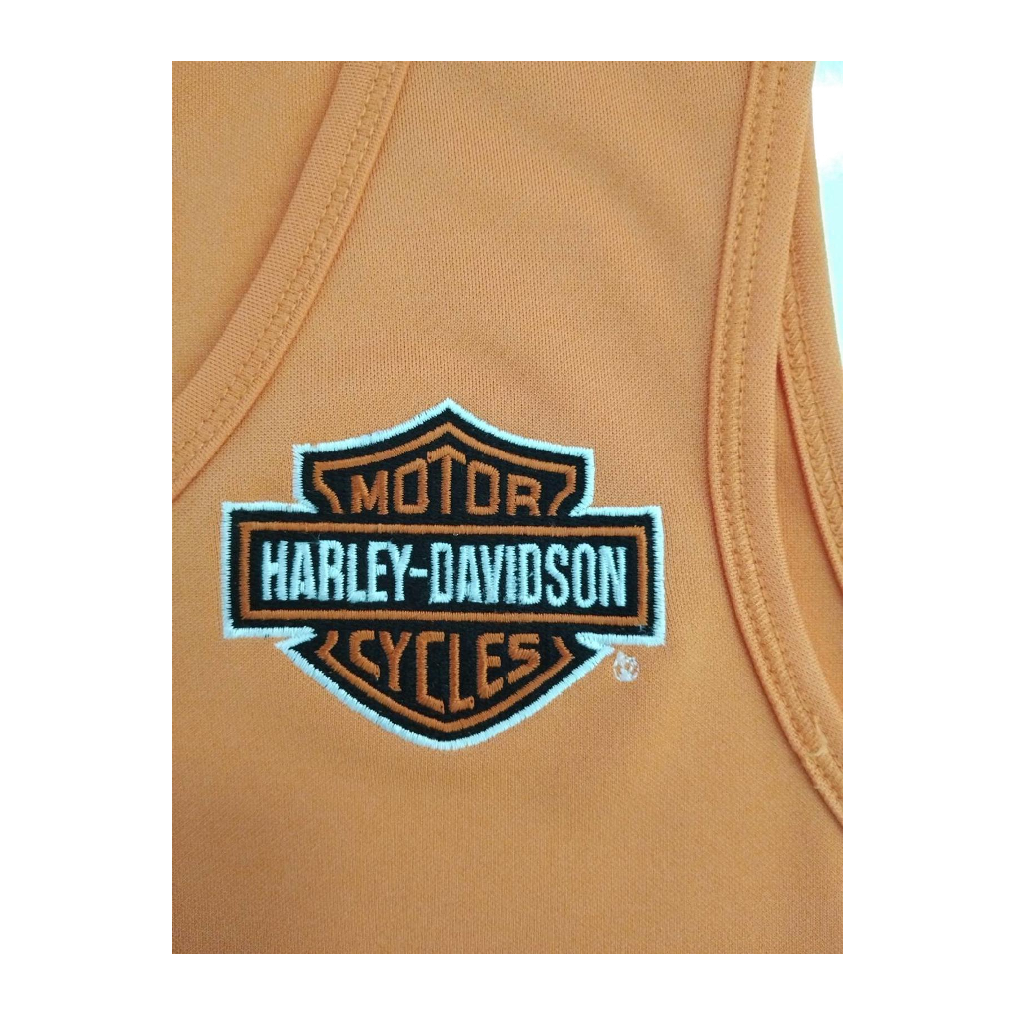 1751 Harley Davidson Women's Sleeveless V Neck Athletic Shirt Orange M