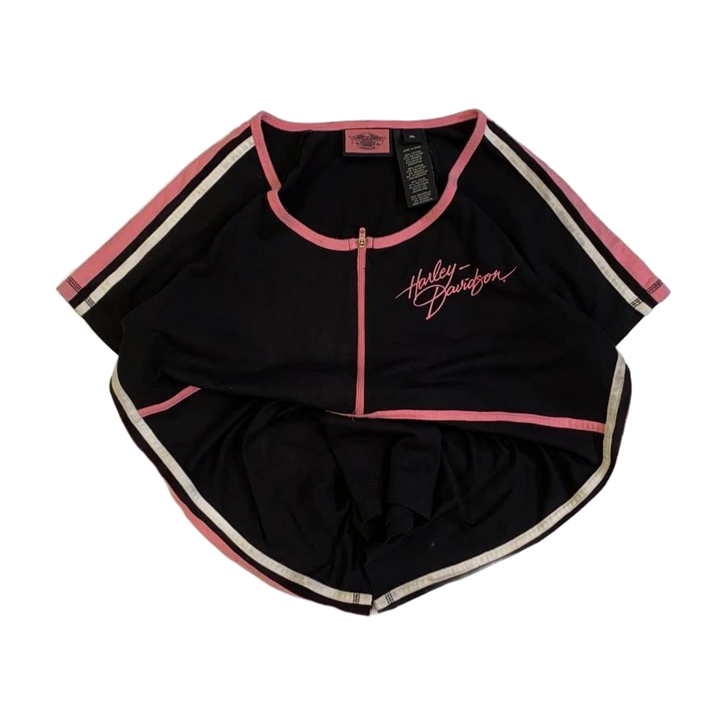1753 Harley Davidson Women's Pink Accent Short Sleeve T Shirt Black XL