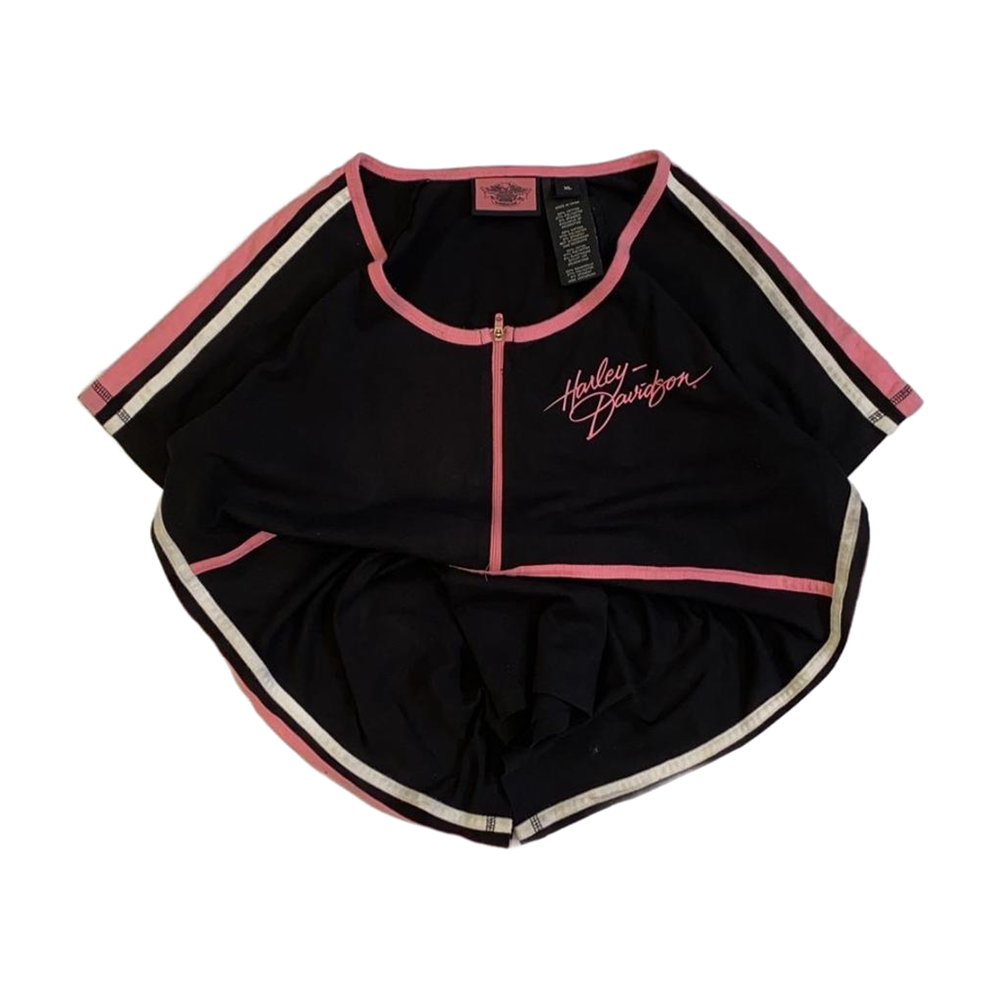 1753 Harley Davidson Women's Pink Accent Short Sleeve T Shirt Black XL