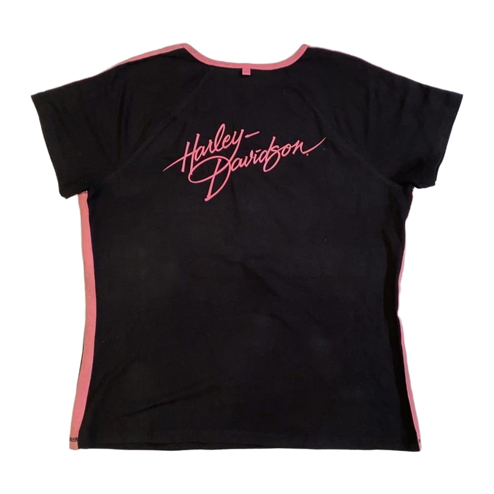 1753 Harley Davidson Women's Pink Accent Short Sleeve T Shirt Black XL