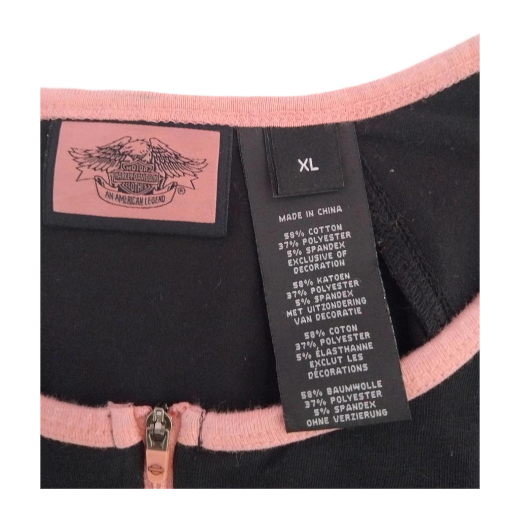1753 Harley Davidson Women's Pink Accent Short Sleeve T Shirt Black XL