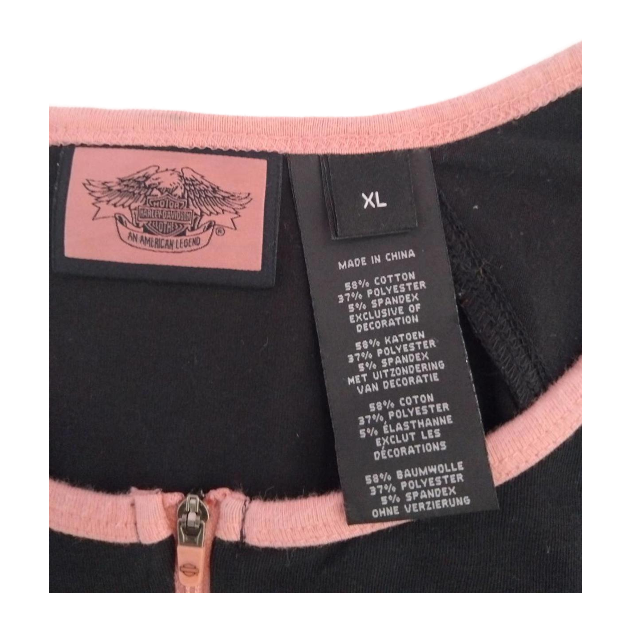 1753 Harley Davidson Women's Pink Accent Short Sleeve T Shirt Black XL