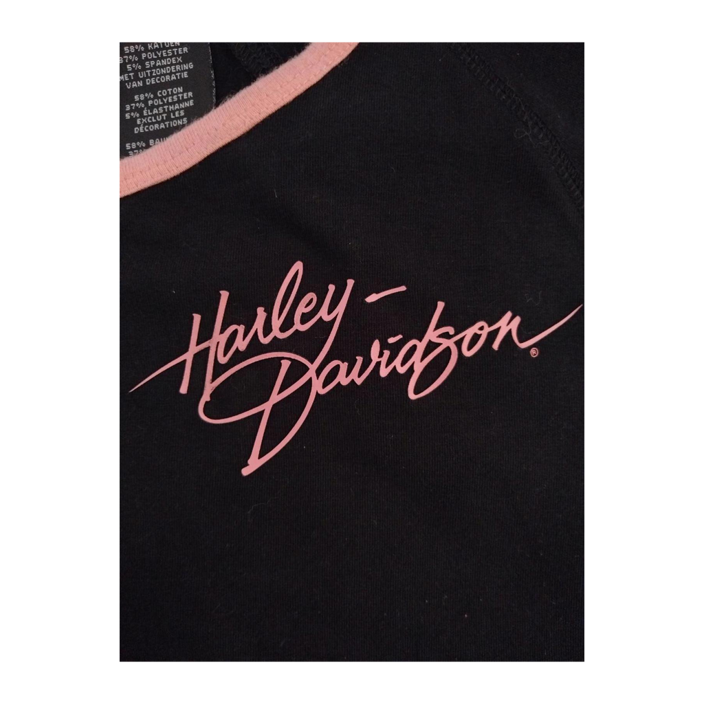 1753 Harley Davidson Women's Pink Accent Short Sleeve T Shirt Black XL