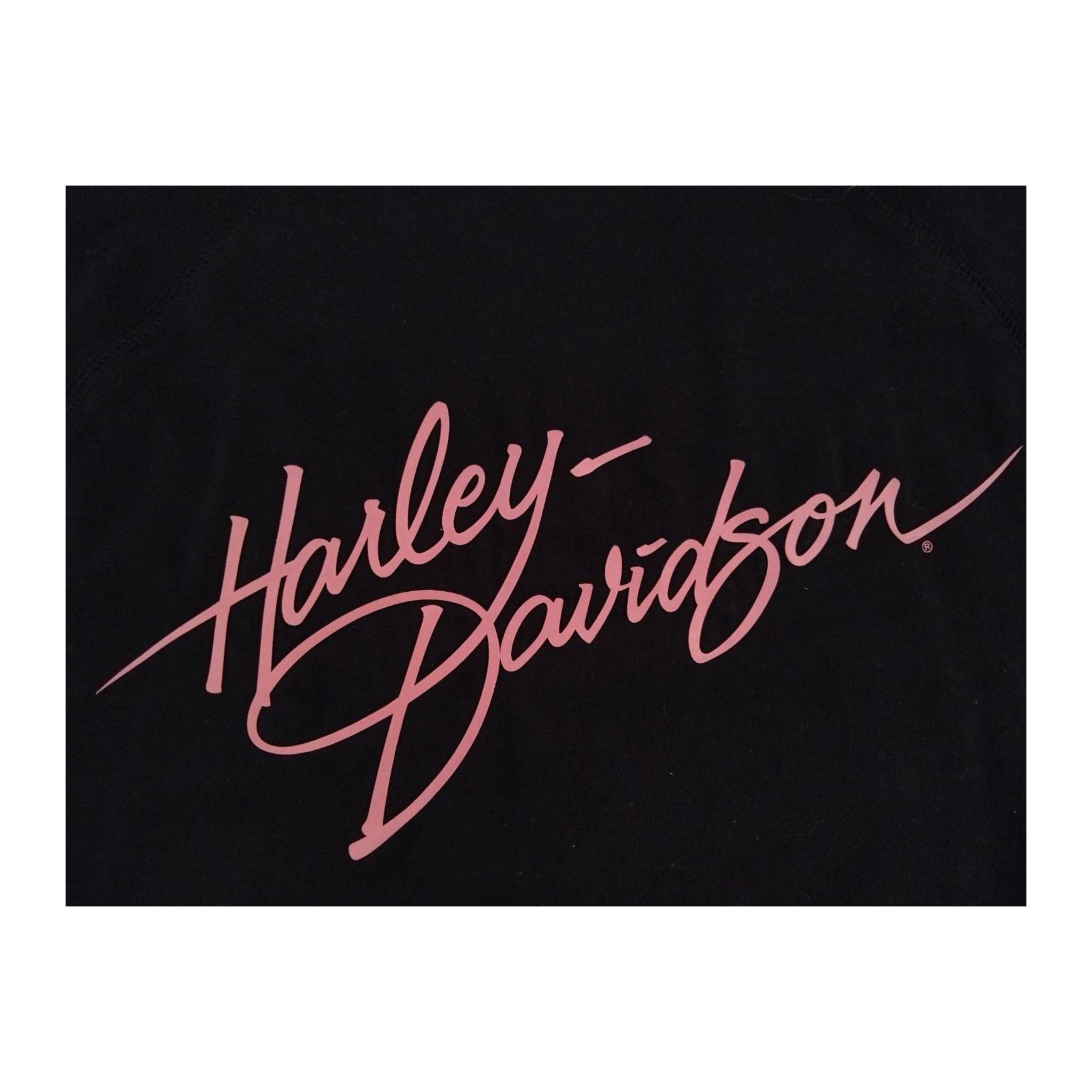 1753 Harley Davidson Women's Pink Accent Short Sleeve T Shirt Black XL