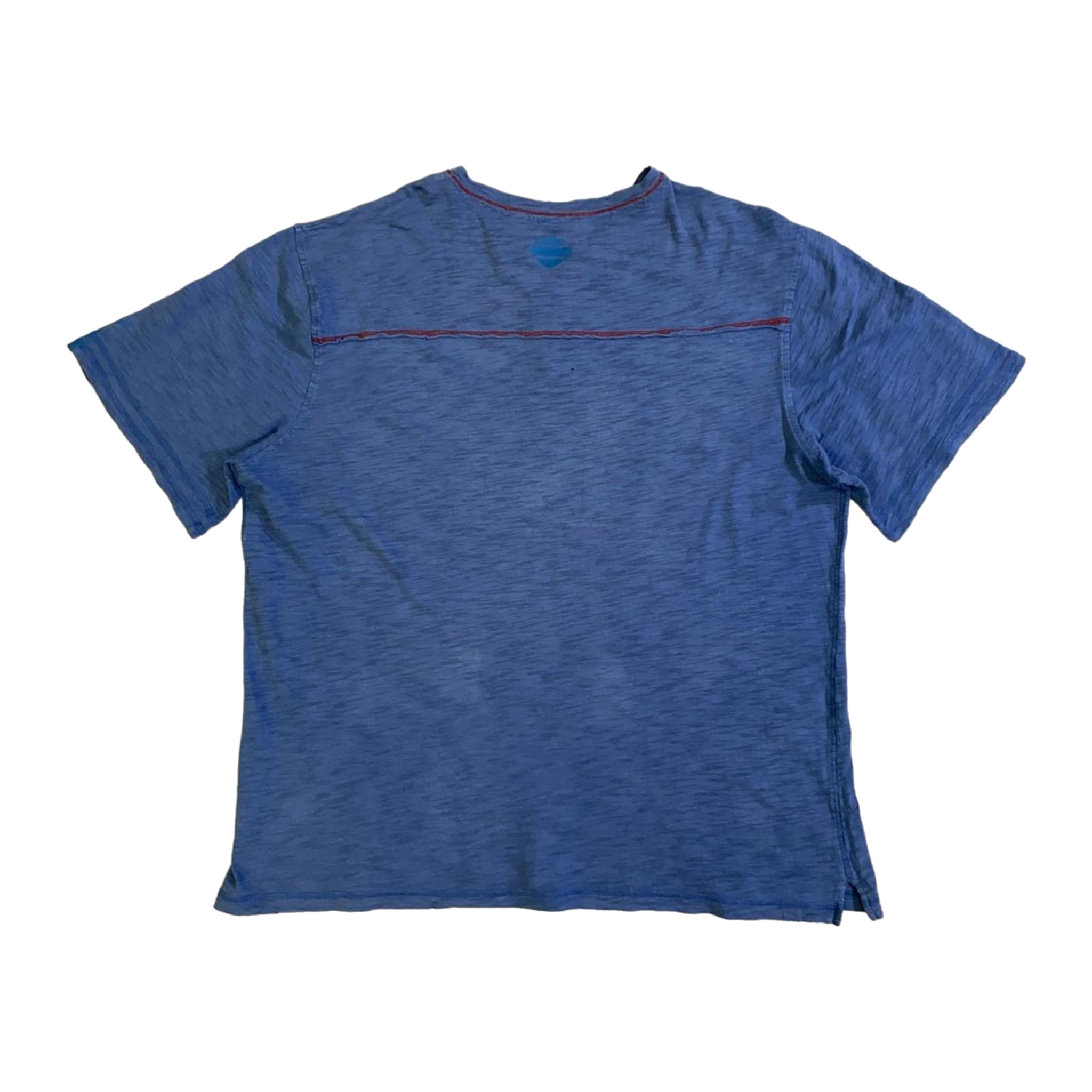 1754 Harley Davidson Men's Red Contrast Stitch Short Sleeve Henley T Shirt Blue XL