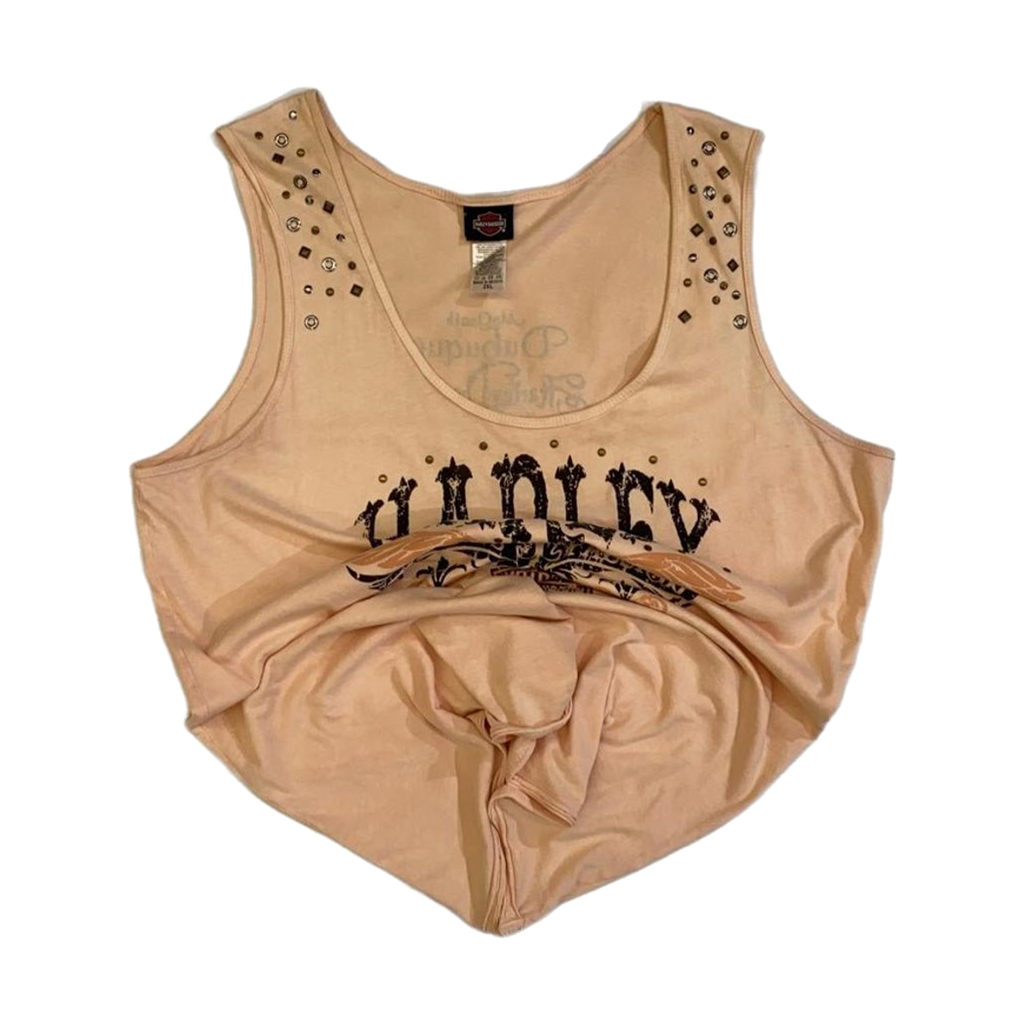 1755 Harley Davidson Women's Endless Passion Studded Tank Top Beige 2XL
