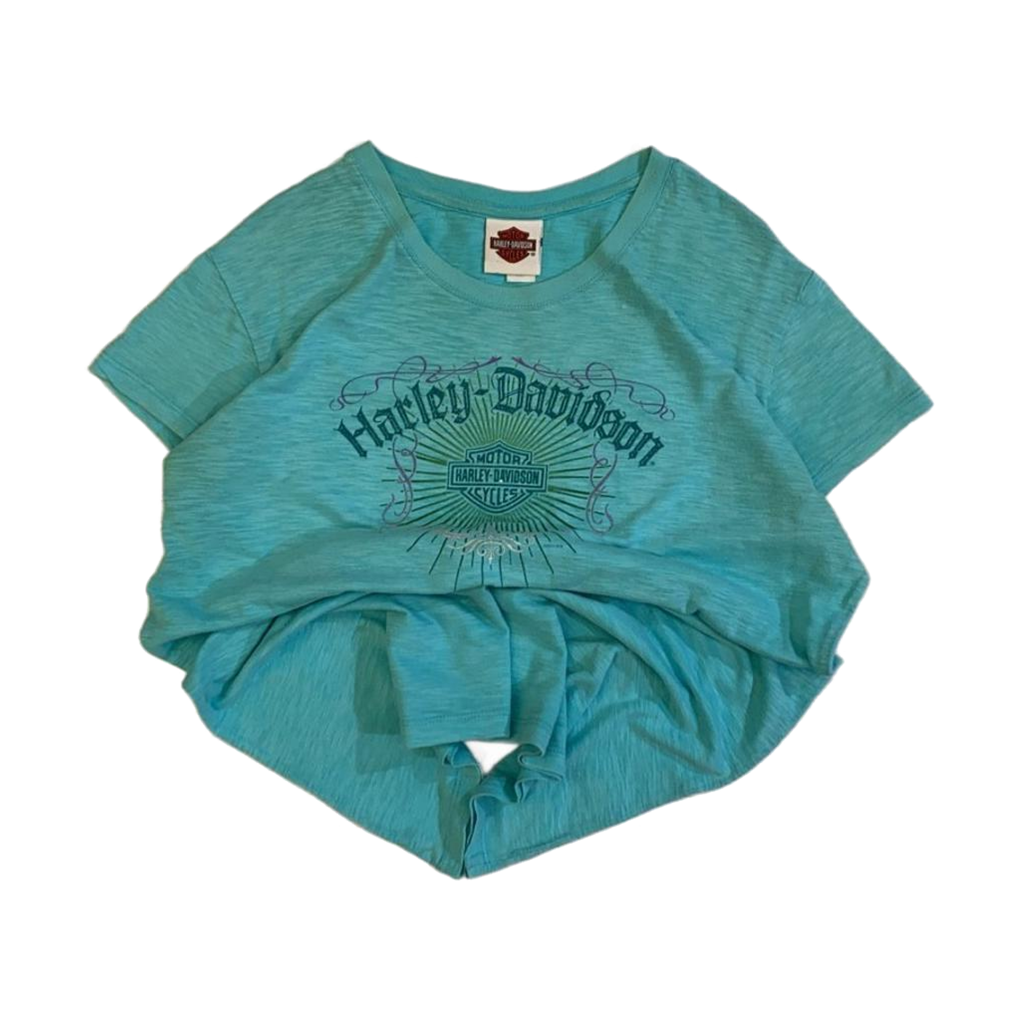 1756 Harley Davidson Women's Short Sleeve T Shirt Turquoise 2XL