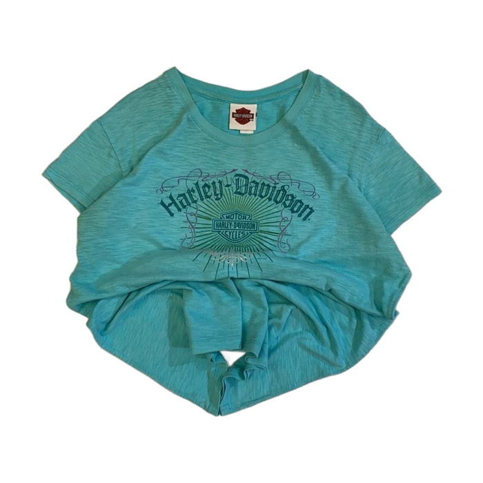 Harley Davidson Women's Short Sleeve T Shirt Turquoise 2XL