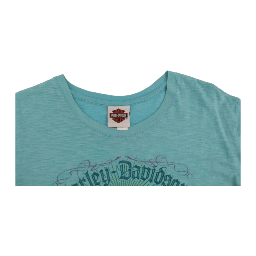 1756 Harley Davidson Women's Short Sleeve T Shirt Turquoise 2XL