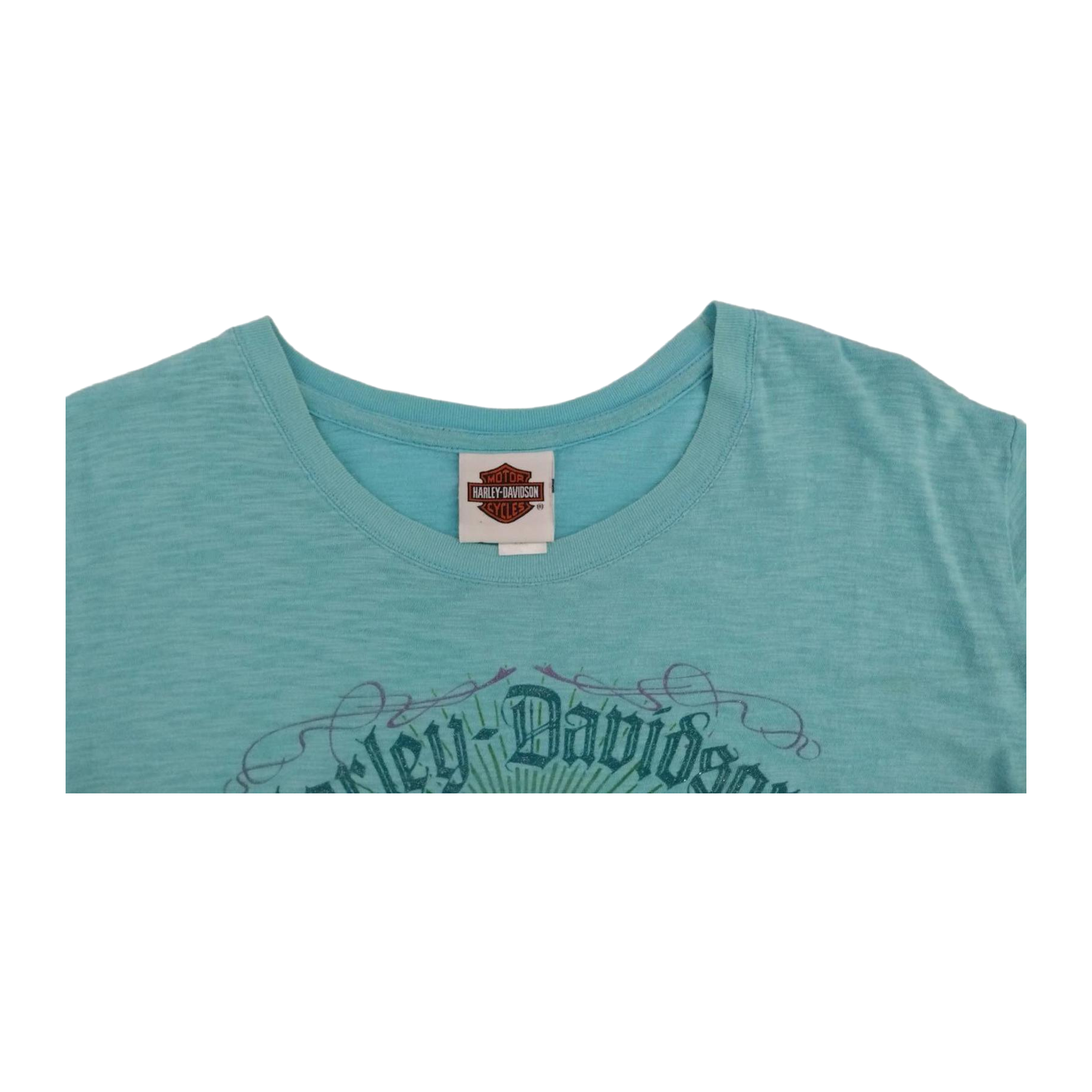 1756 Harley Davidson Women's Short Sleeve T Shirt Turquoise 2XL