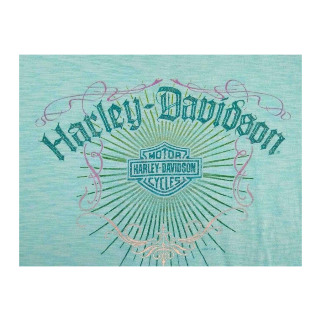 1756 Harley Davidson Women's Short Sleeve T Shirt Turquoise 2XL