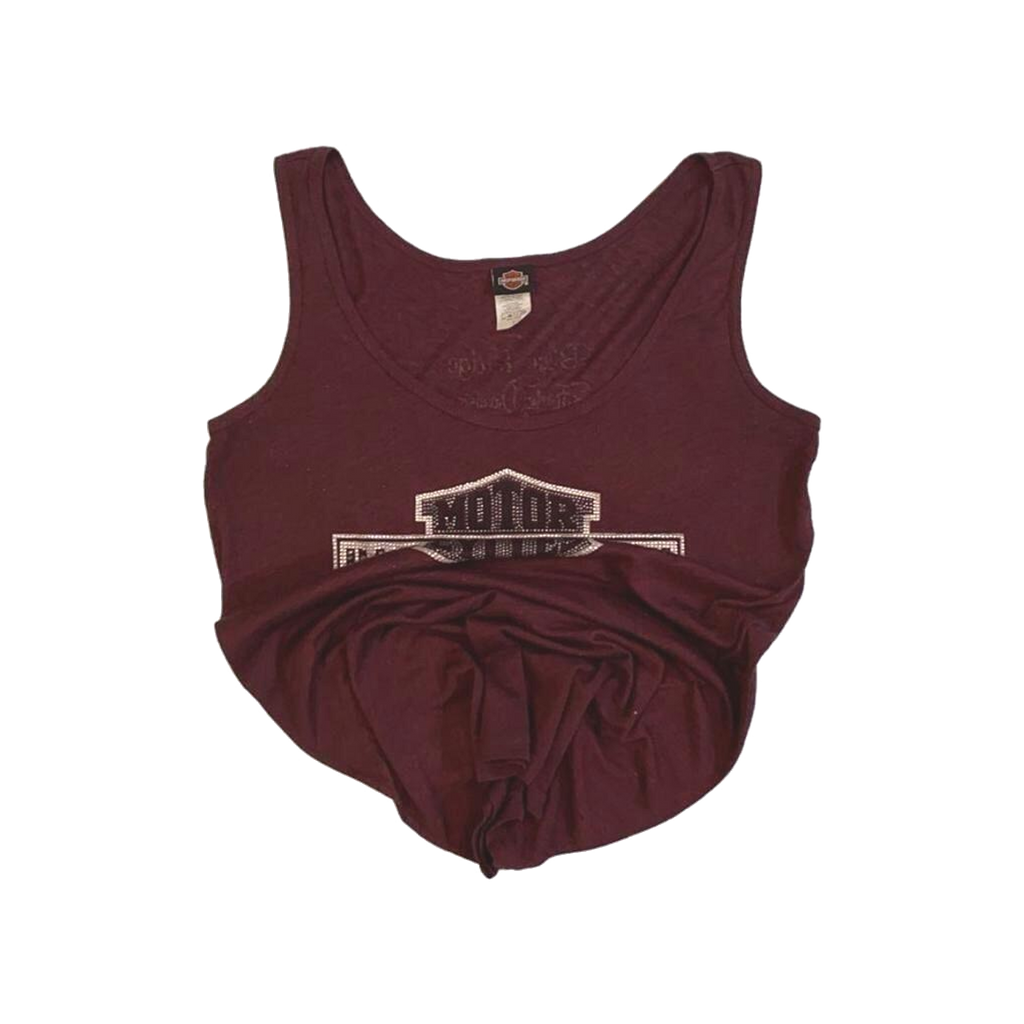 1758 Harley Davidson Women's Bedazzled Logo Tank Top Brown L