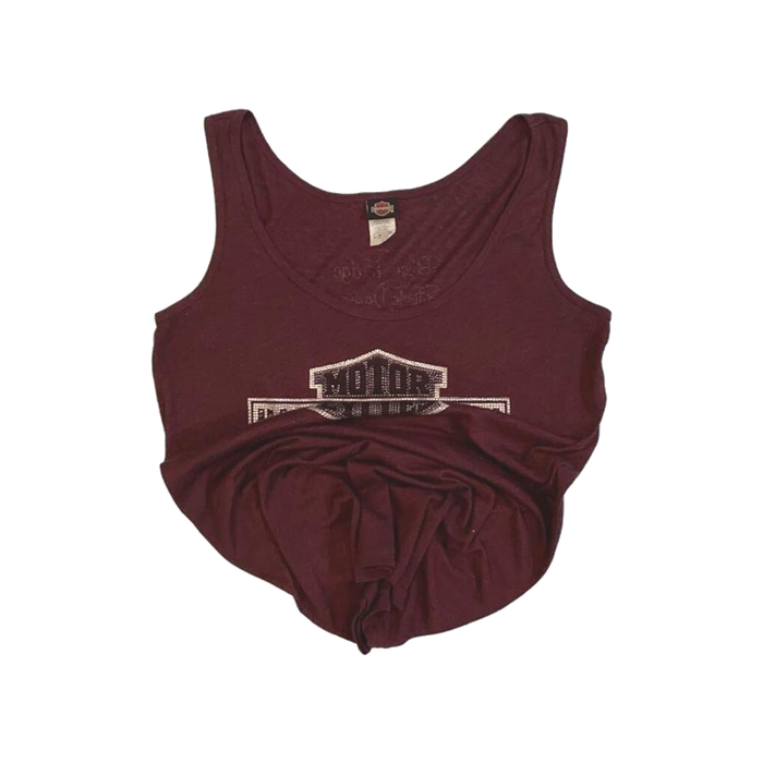 Harley Davidson Women's Bedazzled Logo Tank Top Brown L