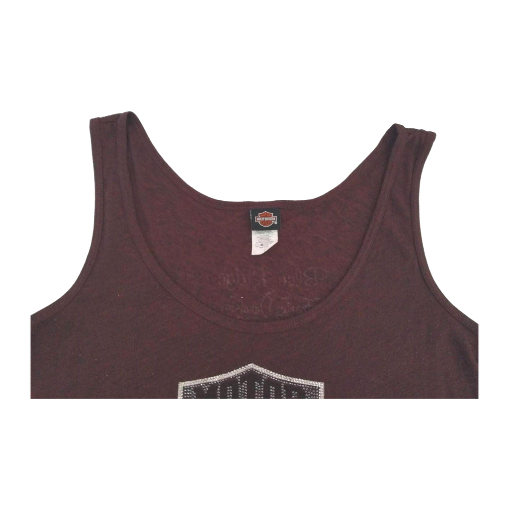 1758 Harley Davidson Women's Bedazzled Logo Tank Top Brown L