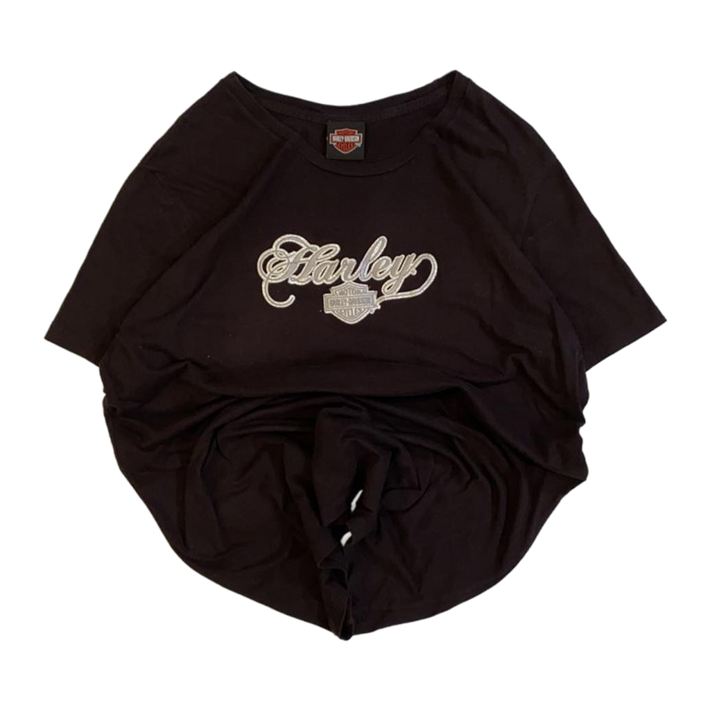 1761 Harley Davidson Women's Embroidered Logo Short Sleeve T Shirt Black XXL