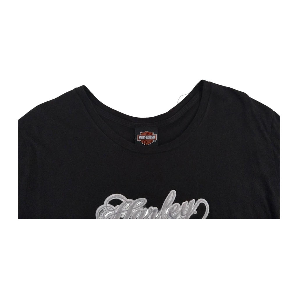 1761 Harley Davidson Women's Embroidered Logo Short Sleeve T Shirt Black XXL
