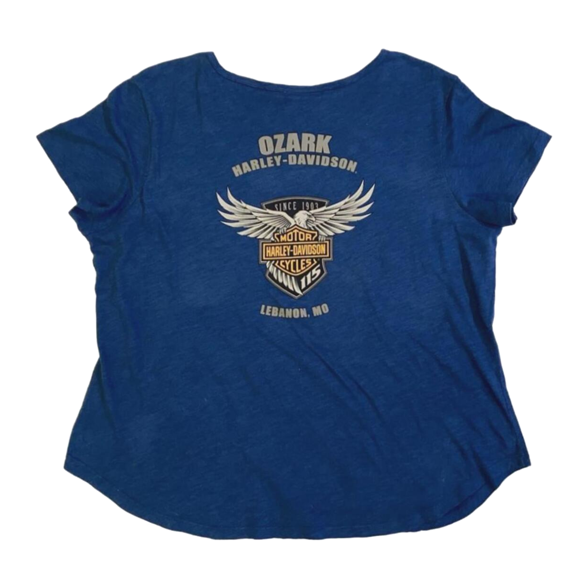 1764 Harley Davidson Women's Glitter Logo Short Sleeve T Shirt Blue XL
