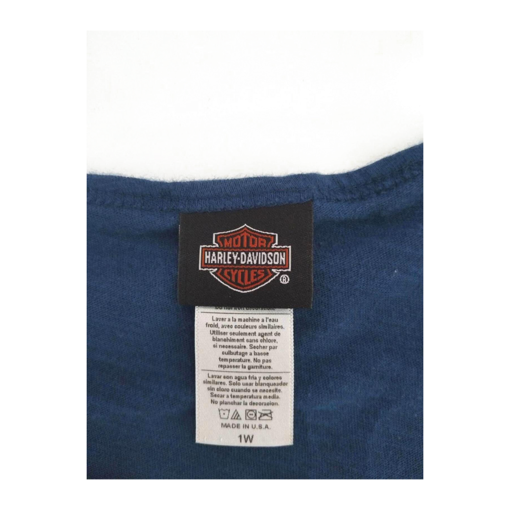1764 Harley Davidson Women's Glitter Logo Short Sleeve T Shirt Blue XL