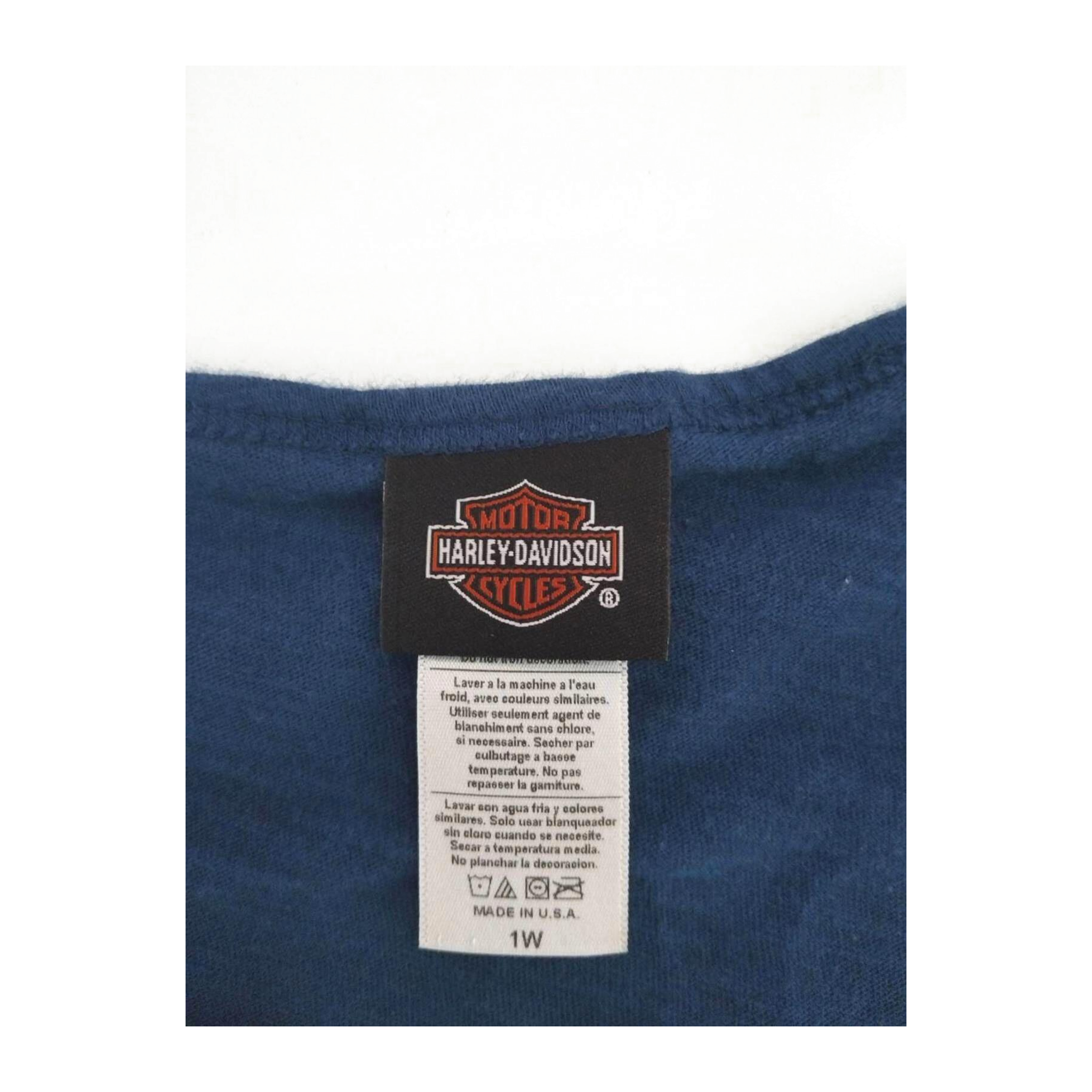 1764 Harley Davidson Women's Glitter Logo Short Sleeve T Shirt Blue XL