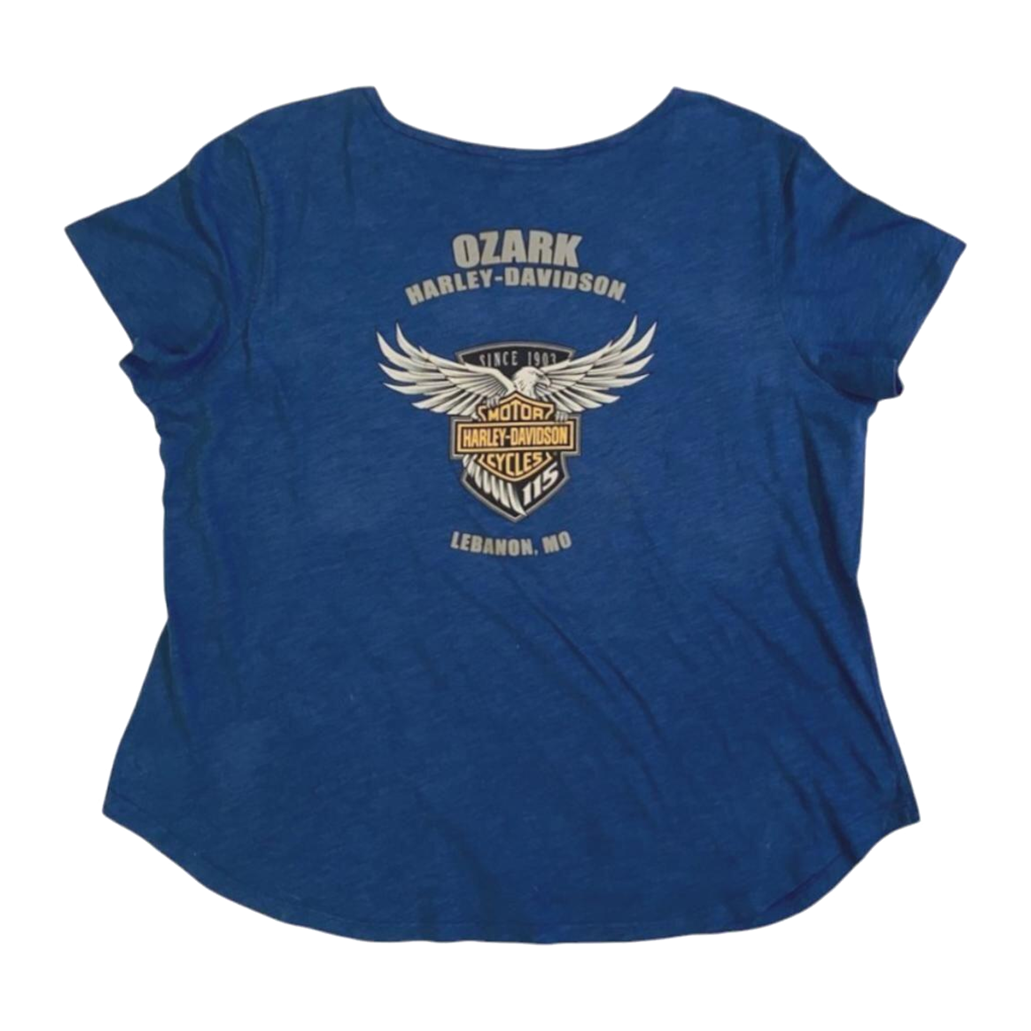 1764 Harley Davidson Women's Glitter Logo Short Sleeve T Shirt Blue XL