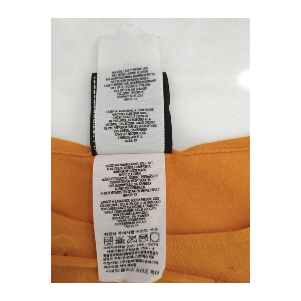 1765 Harley Davidson Women's Tattoo Style Eagle Logo Short Sleeve T Shirt Orange XL