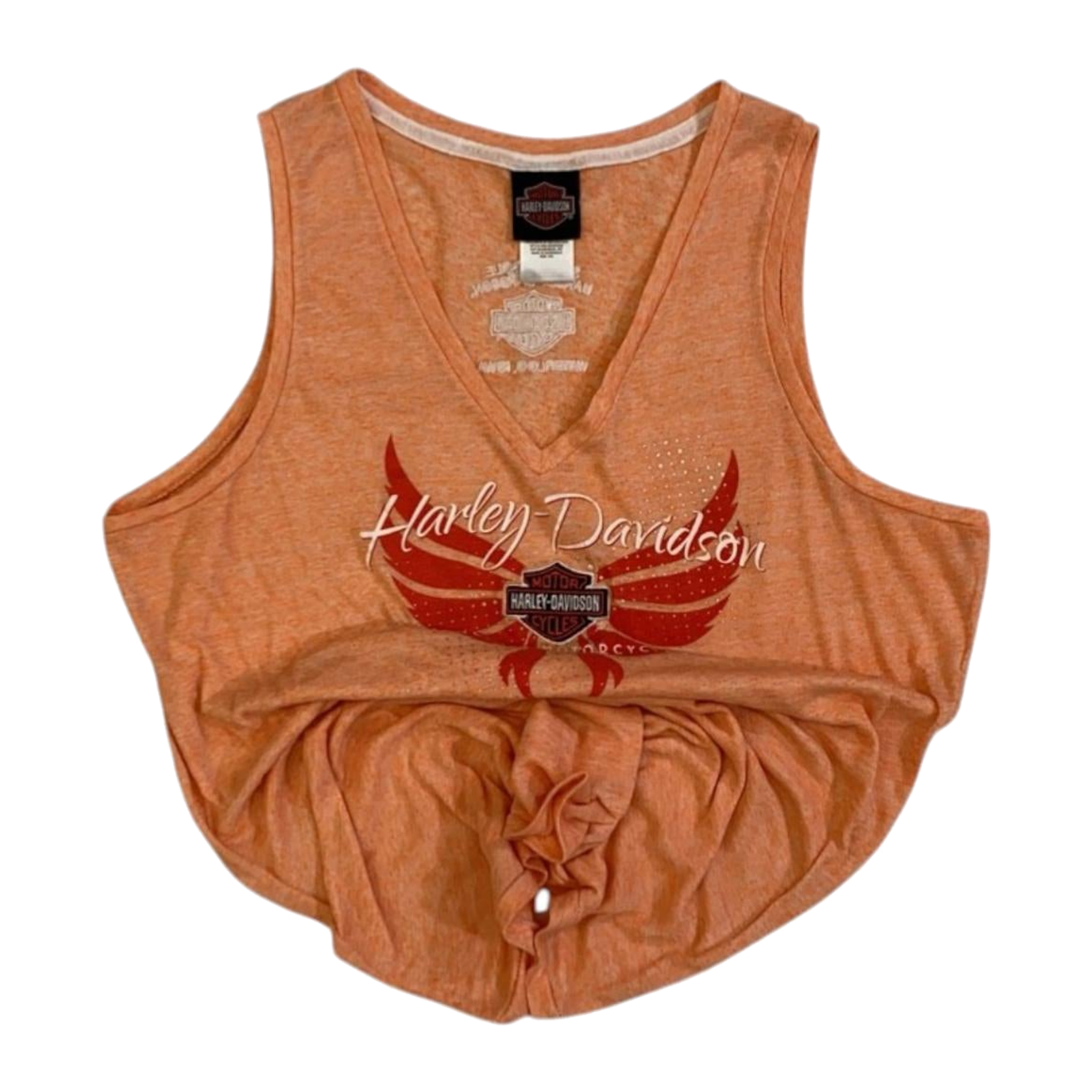 1766 Harley Davidson Women's Rhinestone Logo Heather Sleeveless Shirt Apricot 2XL