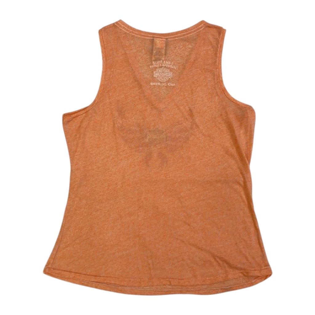 1766 Harley Davidson Women's Rhinestone Logo Heather Sleeveless Shirt Apricot 2XL