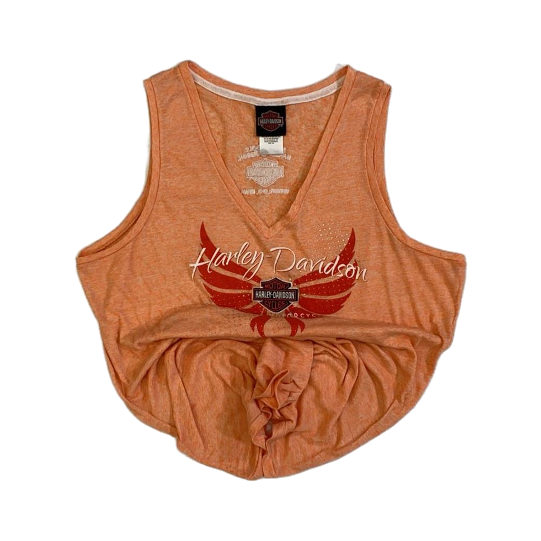 1766 Harley Davidson Women's Rhinestone Logo Heather Sleeveless Shirt Apricot 2XL
