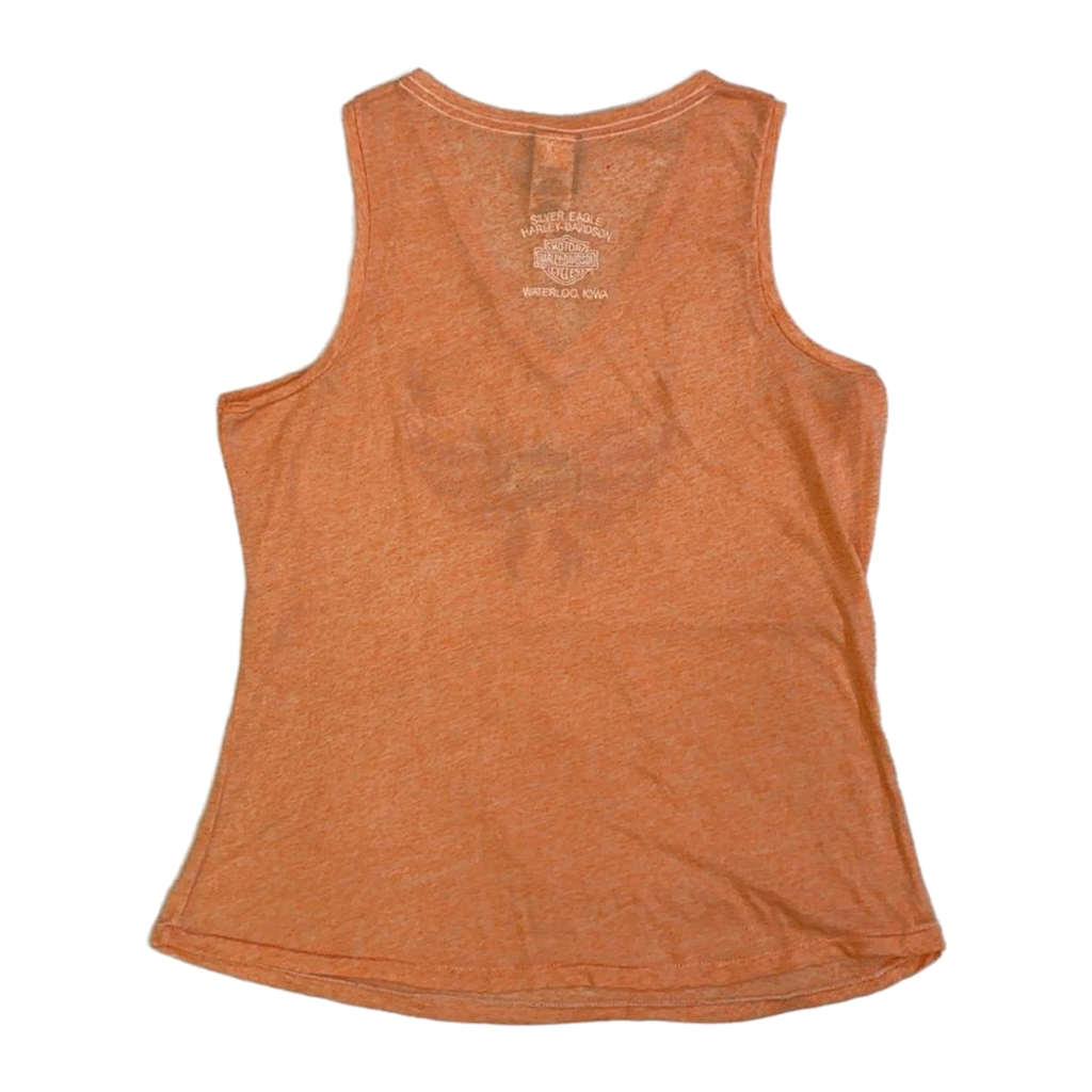 1766 Harley Davidson Women's Rhinestone Logo Heather Sleeveless Shirt Apricot 2XL
