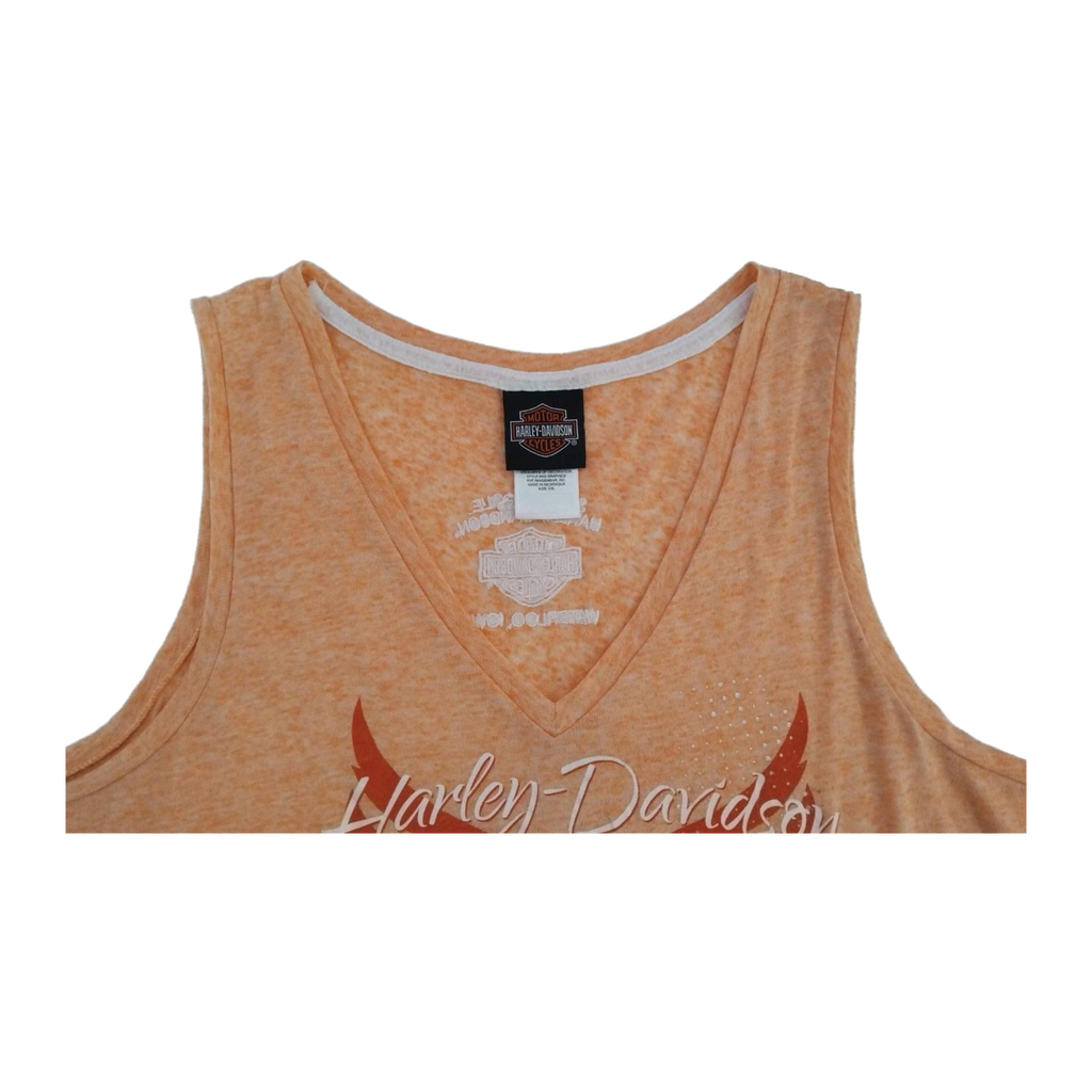 1766 Harley Davidson Women's Rhinestone Logo Heather Sleeveless Shirt Apricot 2XL