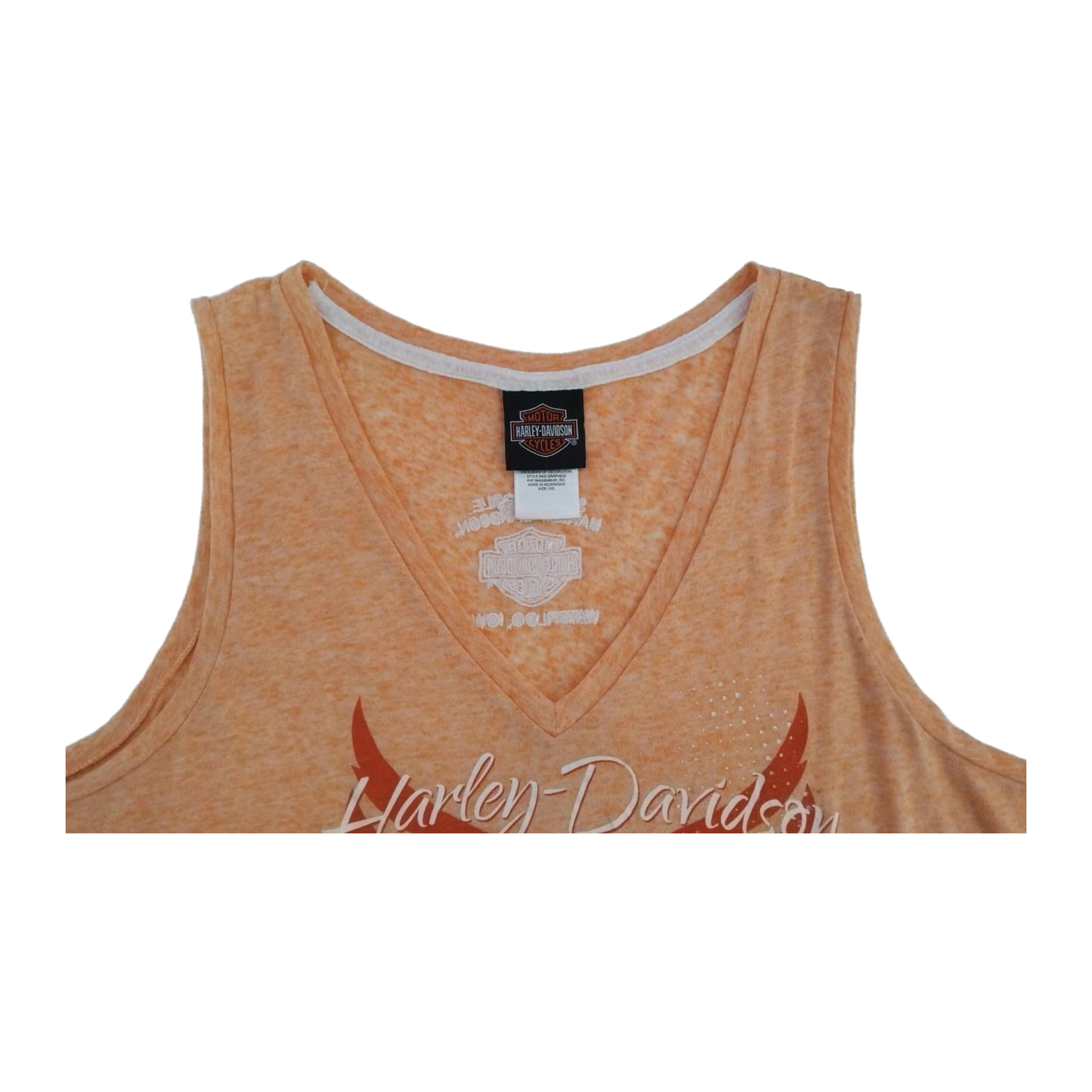 1766 Harley Davidson Women's Rhinestone Logo Heather Sleeveless Shirt Apricot 2XL