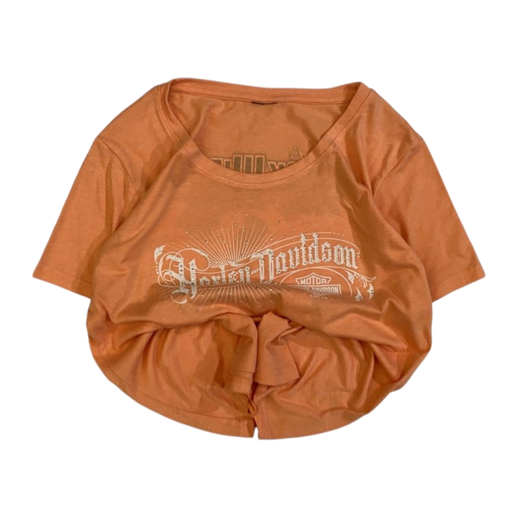 1768 Harley Davidson Women's Rhinestone Accent Logo Black Widow Short Sleeve T Shirt Apricot XL