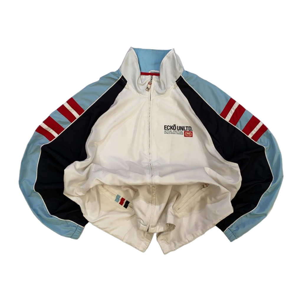1786 Ecko Y2K Hip Hop Full Zip Windbreaker White XXL