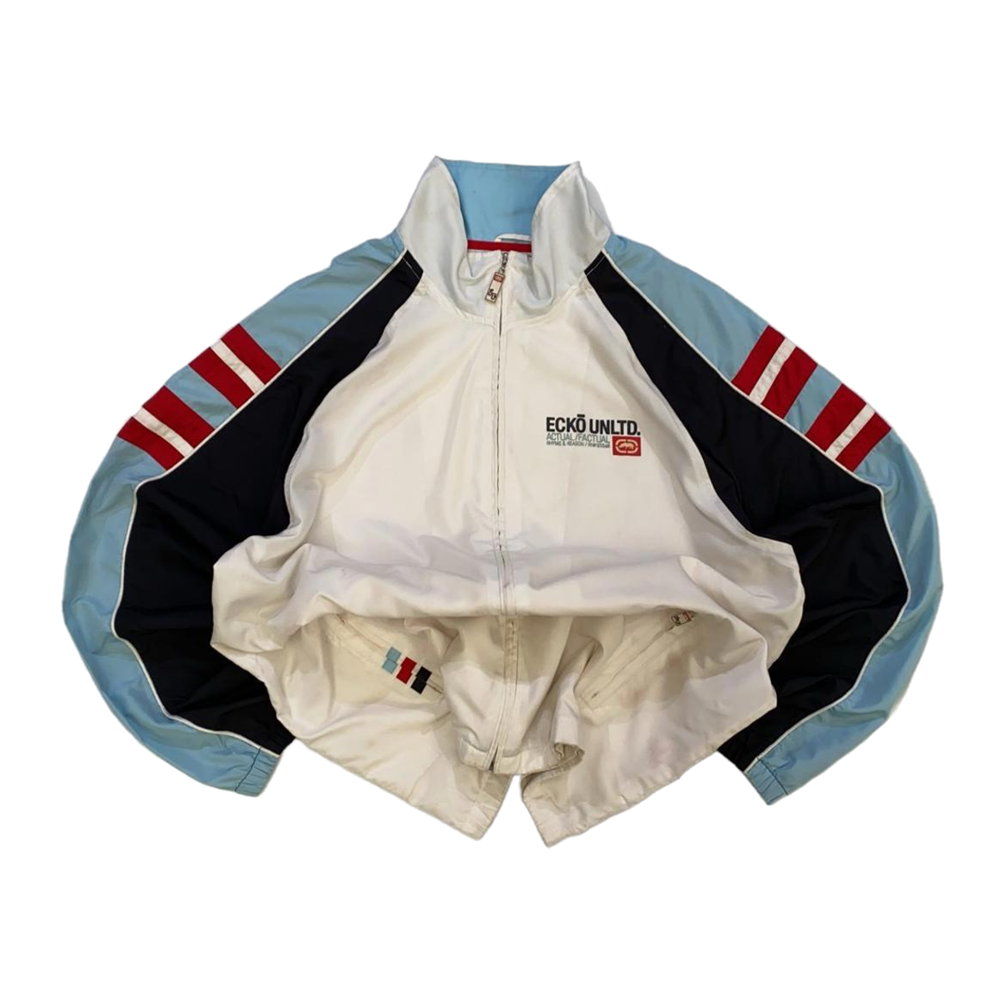 1786 Ecko Y2K Hip Hop Full Zip Windbreaker White XXL