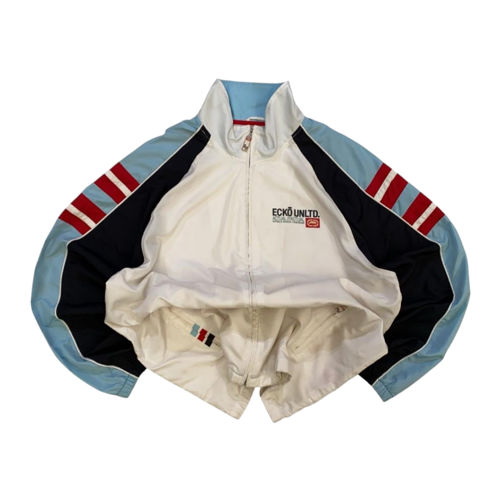 1786 Ecko Y2K Hip Hop Full Zip Windbreaker White XXL