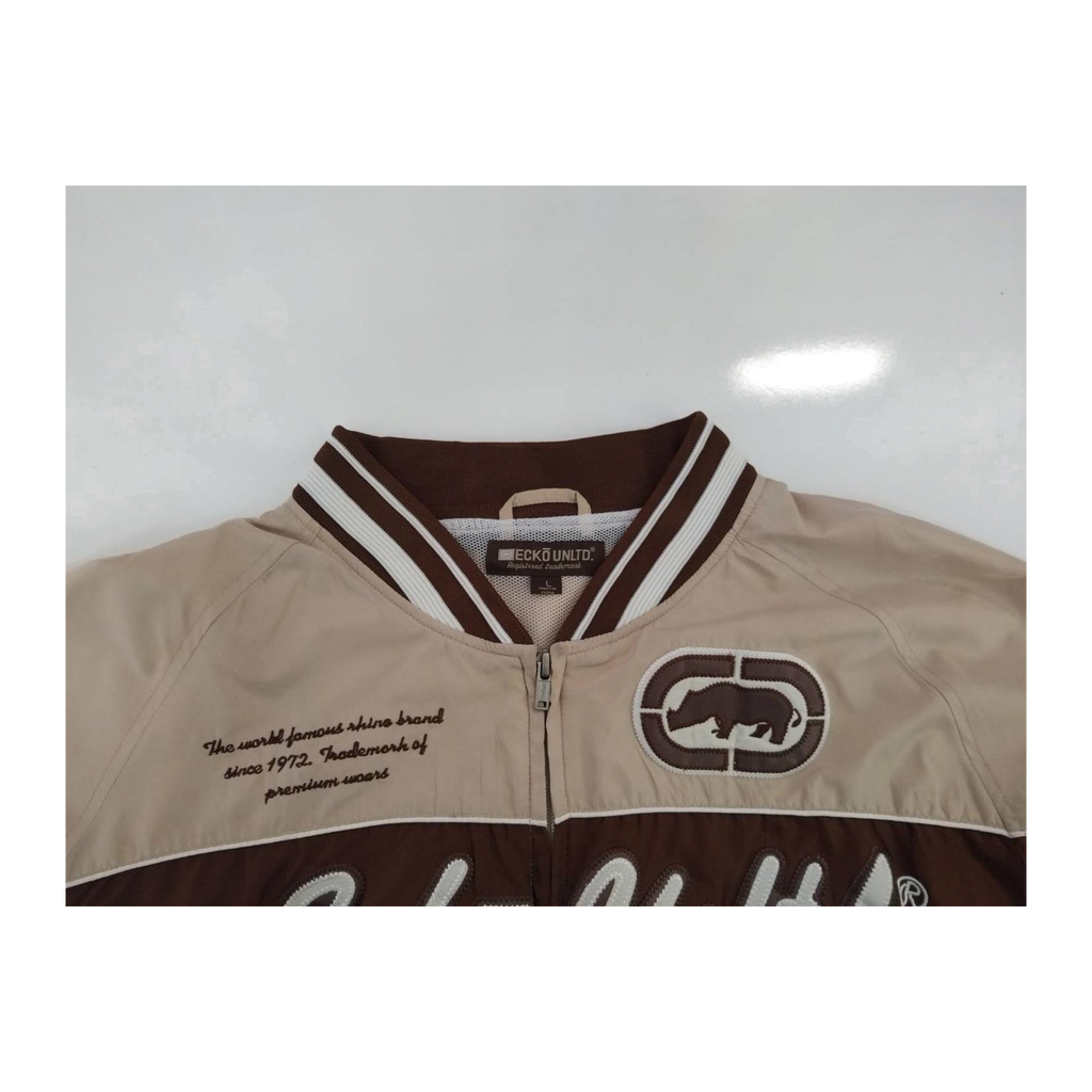 1854 Ecko Unltd Y2K Hip Hop Full Zip Lined Windbreaker Beige L