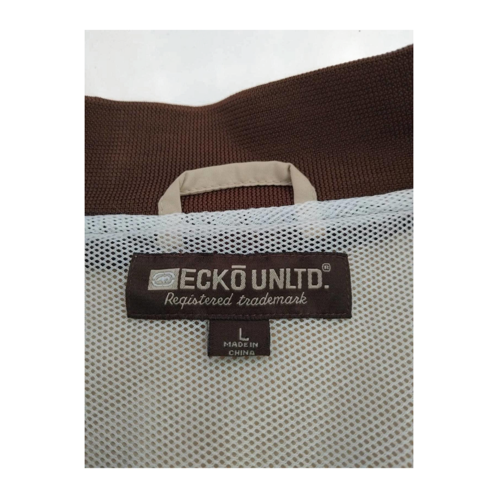 1854 Ecko Unltd Y2K Hip Hop Full Zip Lined Windbreaker Beige L