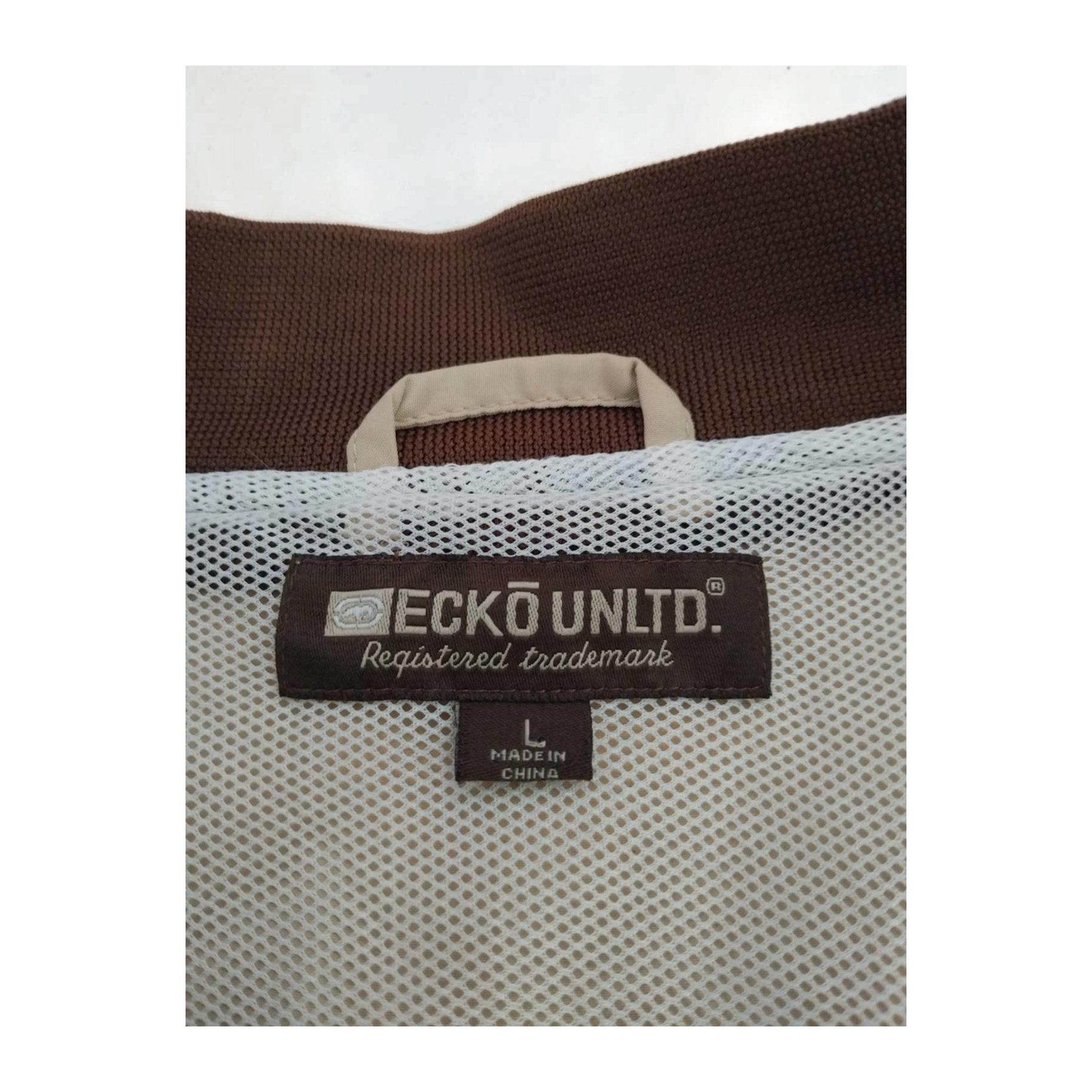 1854 Ecko Unltd Y2K Hip Hop Full Zip Lined Windbreaker Beige L
