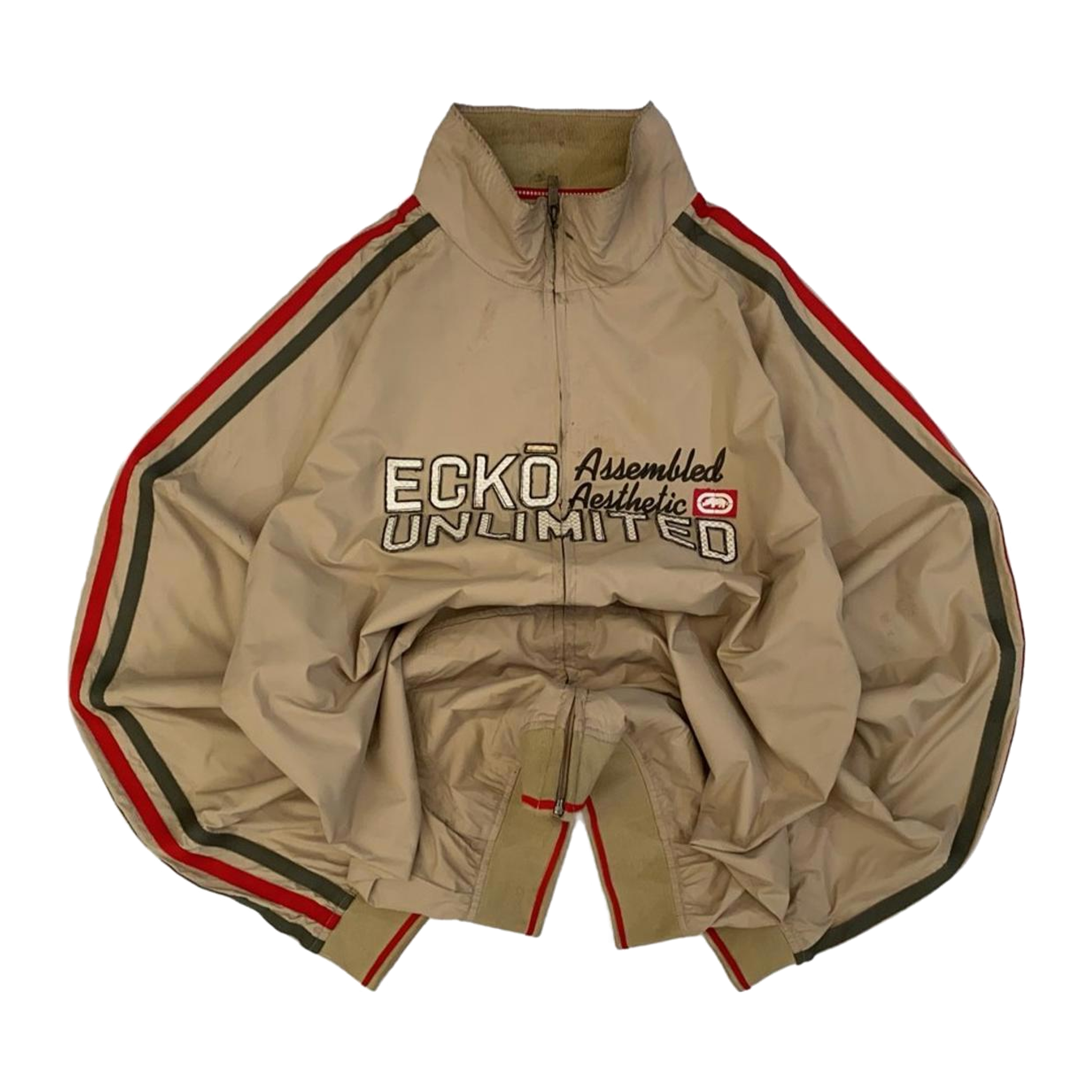 1921 Ecko Unltd Y2K Hip Hop Full Zip Windbreaker Beige XL