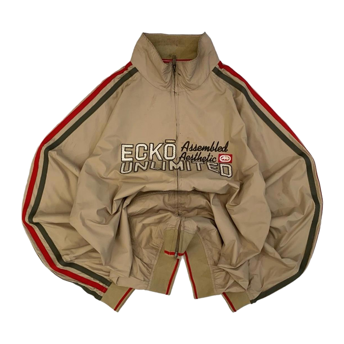 Ecko Unltd Y2K Hip Hop Full Zip Windbreaker Beige XL