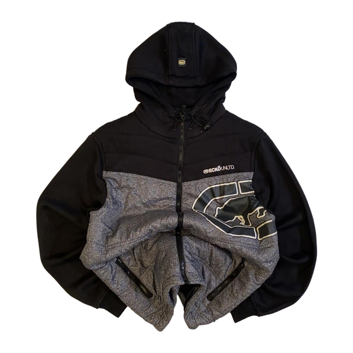 Ecko Unltd Y2K Hip Hop Full Zip Hooded Windbreaker Grey S