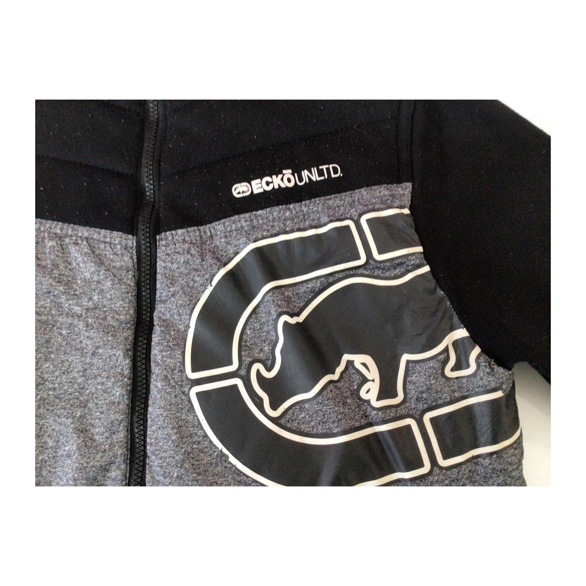 1958 Ecko Unltd Y2K Hip Hop Full Zip Hooded Windbreaker Grey S