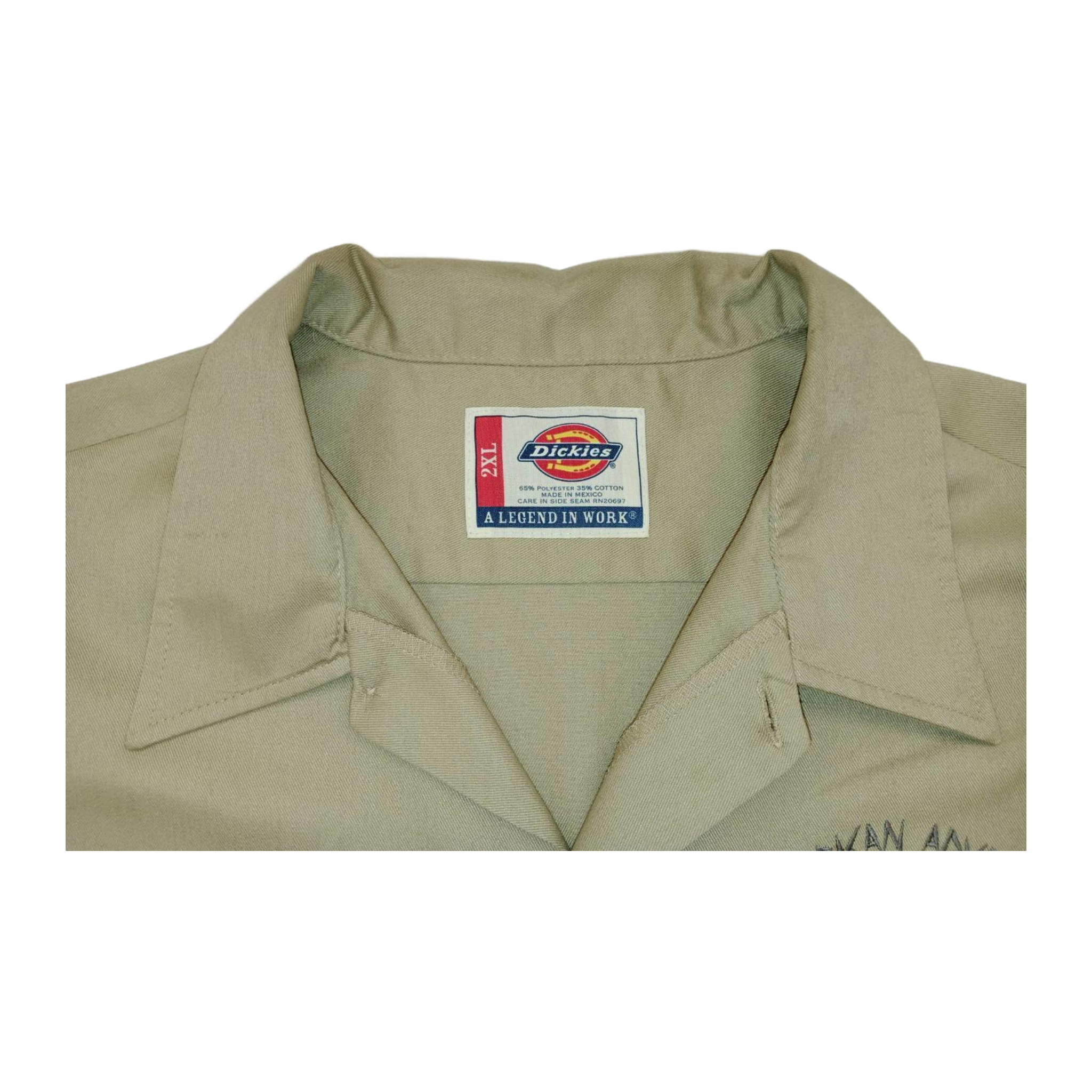 1382 Dickies Workwear Safari Guide Button Up Khaki Shirt Beige 2XL