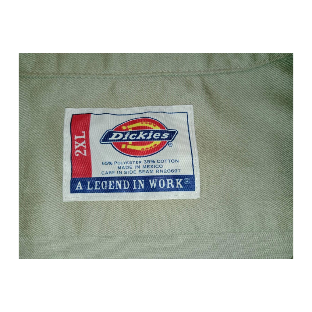 1382 Dickies Workwear Safari Guide Button Up Khaki Shirt Beige 2XL