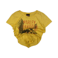 1601 Harley Davidson Rhinestone Eagle Graphic Short Sleeve T Shirt Yellow M