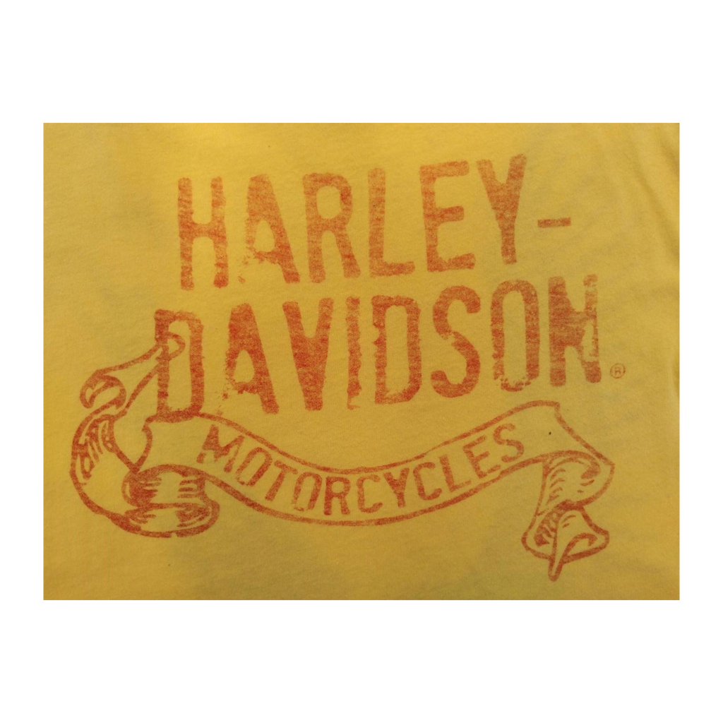 1601 Harley Davidson Rhinestone Eagle Graphic Short Sleeve T Shirt Yellow M