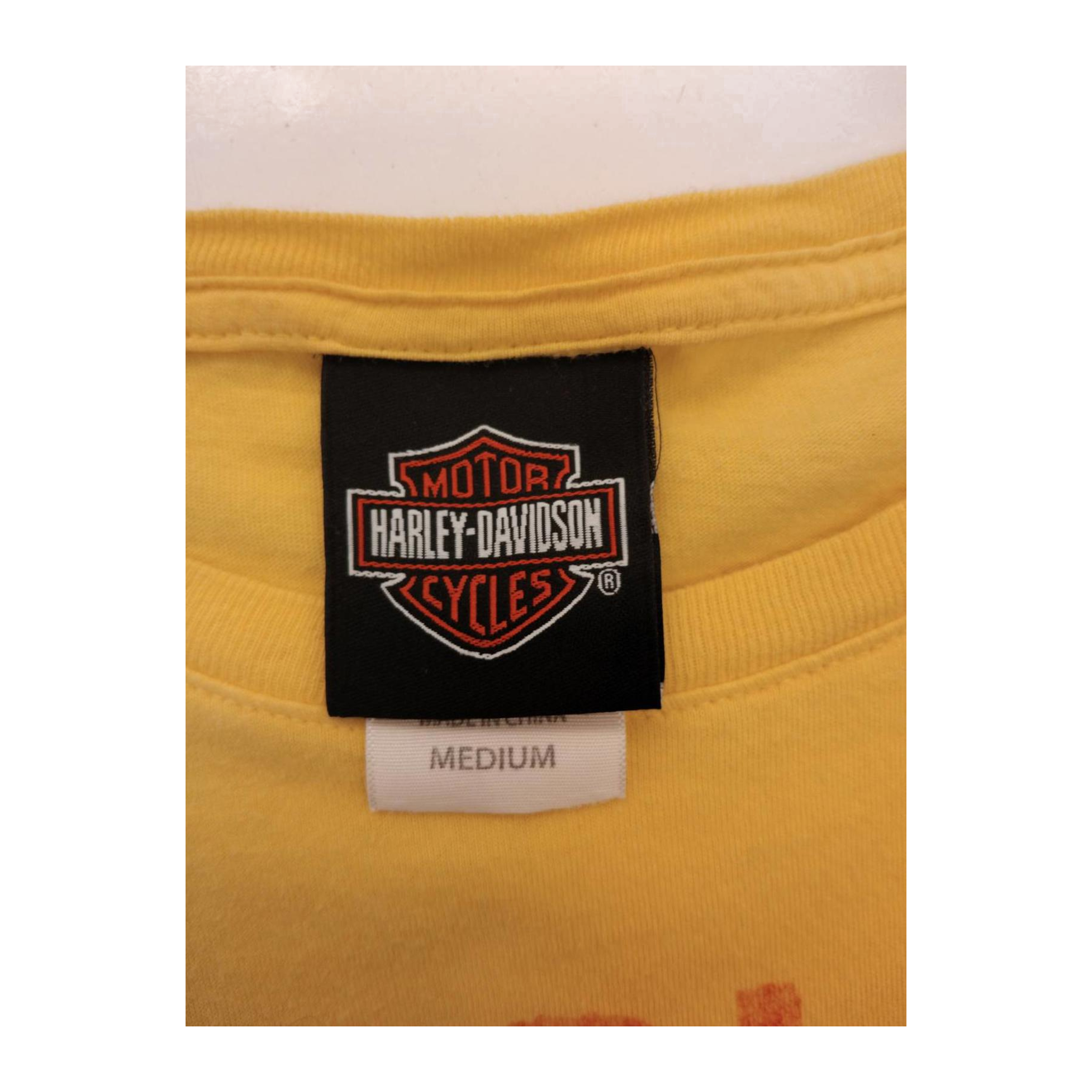 1601 Harley Davidson Rhinestone Eagle Graphic Short Sleeve T Shirt Yellow M