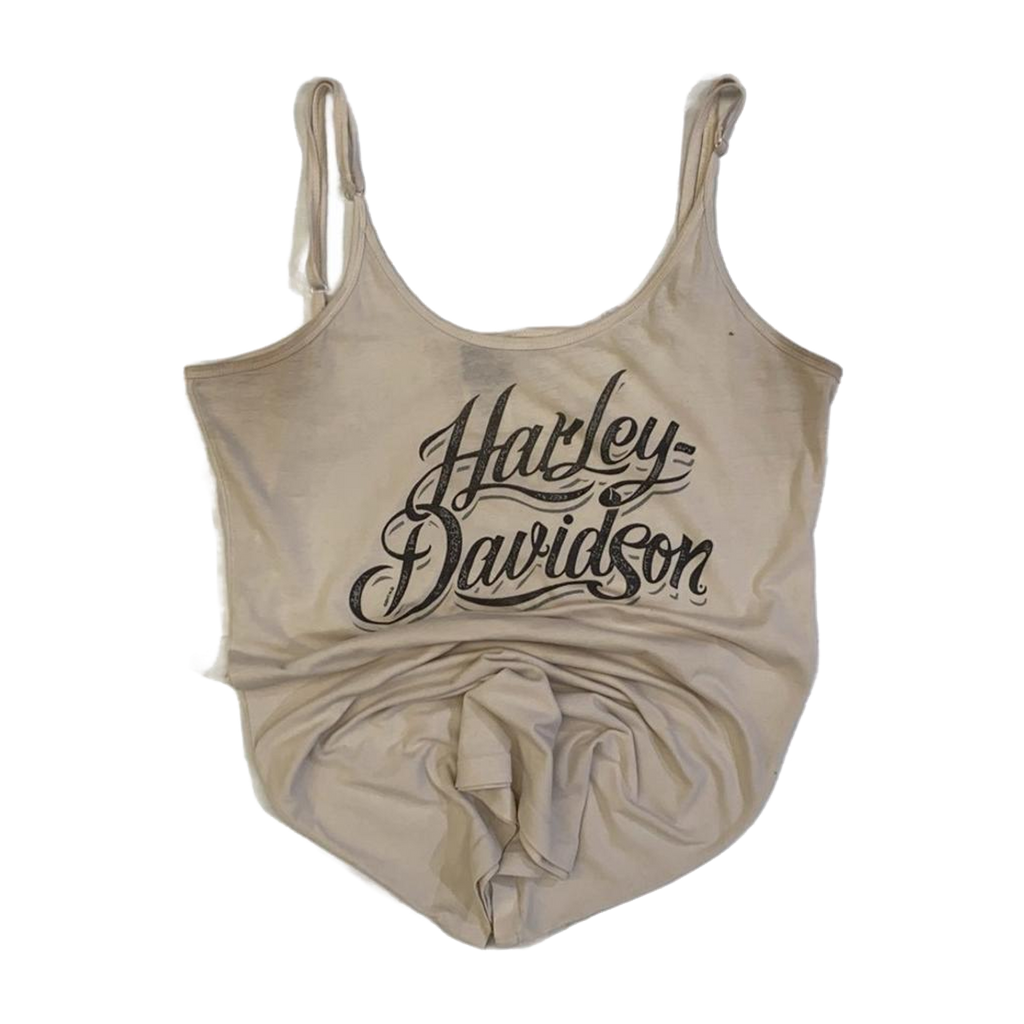 1602 Harley Davidson Women's Spaghetti Strap Tank Top Beige L