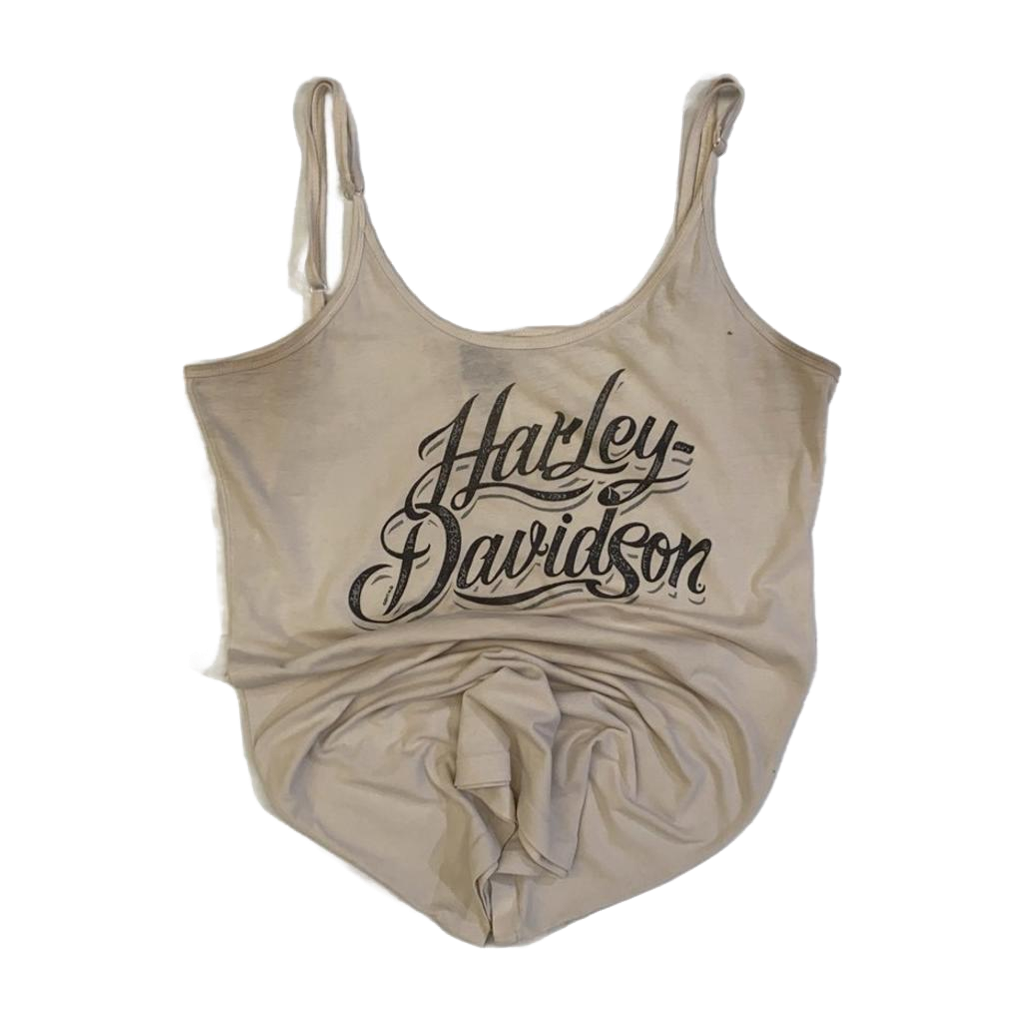 1602 Harley Davidson Women's Spaghetti Strap Tank Top Beige L